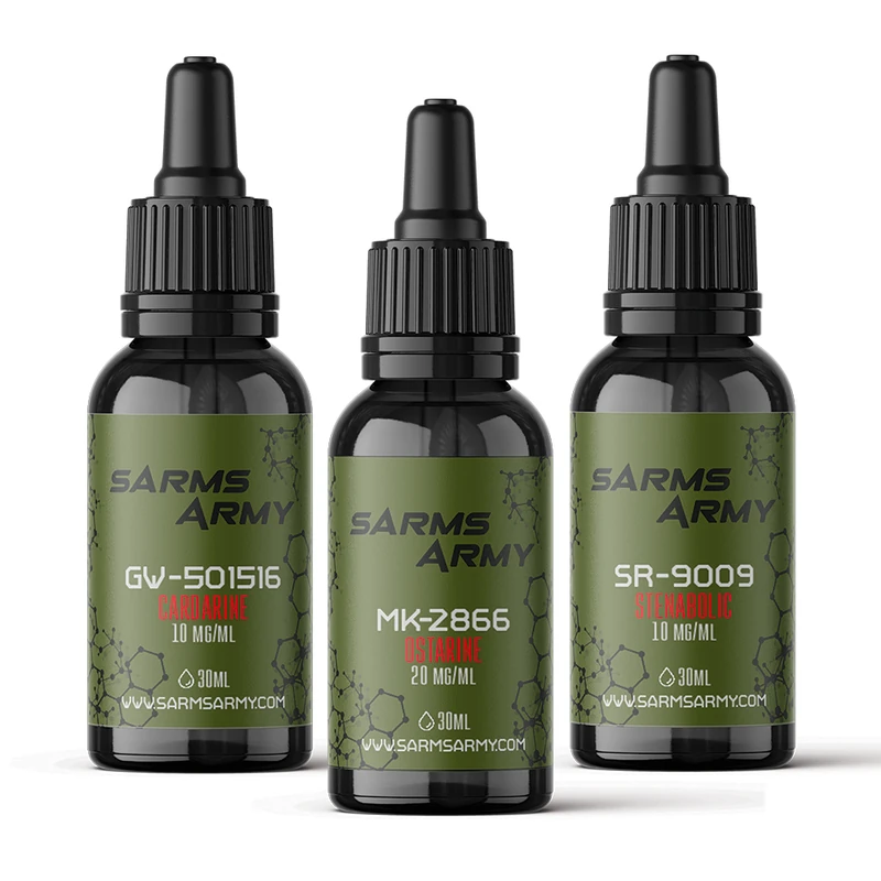 Cutting Stack with MK-2866, SR-9009 and GW-501516 bottles by SARMs Army