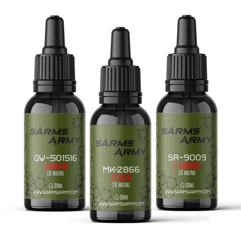 Cutting Stack with MK-2866, SR-9009 and GW-501516 bottles by SARMs Army