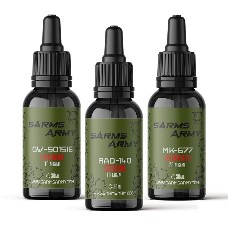 Get Ripped Stack with MK-677, RAD-140 and GW-501516 bottles by SARMs Army
