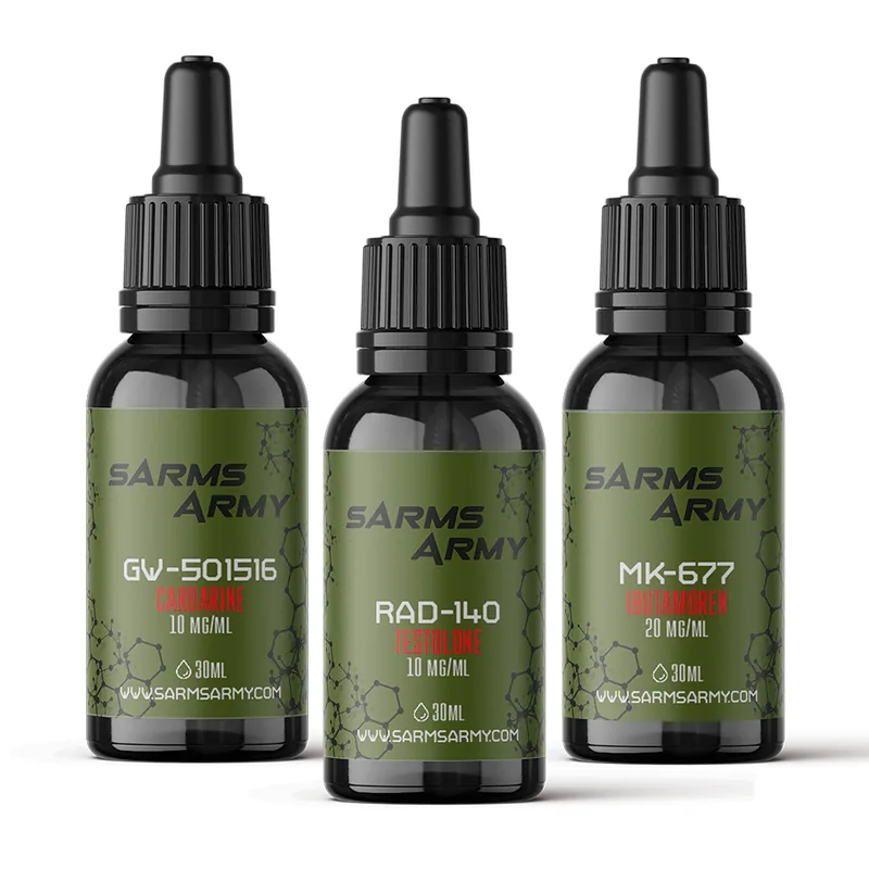 Get Ripped Stack with MK-677, RAD-140 and GW-501516 bottles by SARMs Army