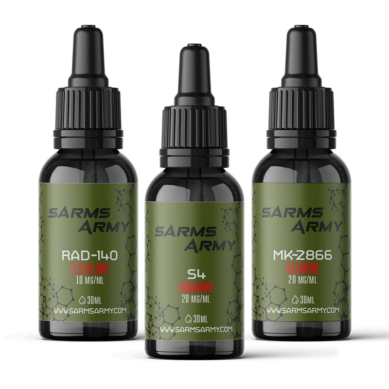 Lean and Big Stack with RAD-140, S-4 and MK-2866 bottles by SARMs Army