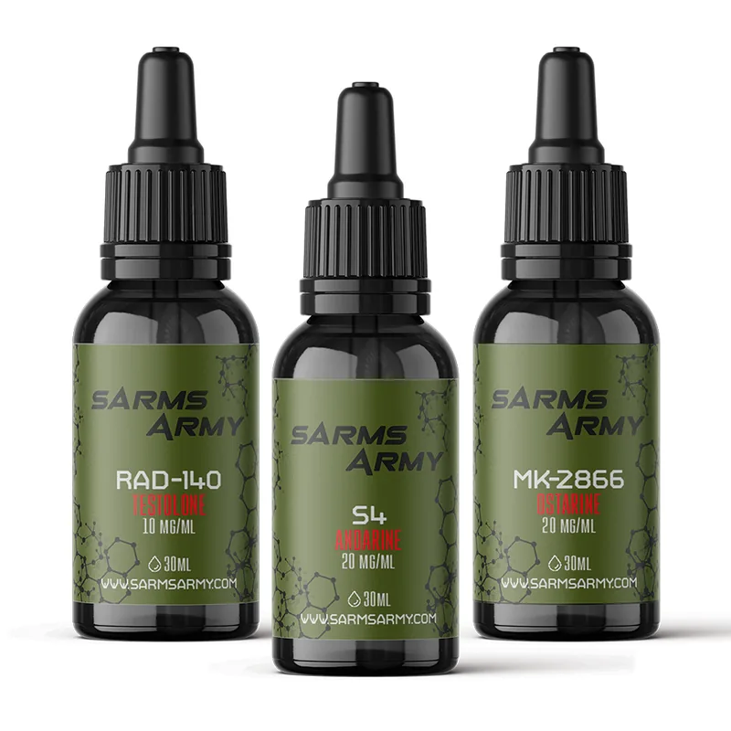 Lean and Big Stack with RAD-140, S-4 and MK-2866 bottles by SARMs Army