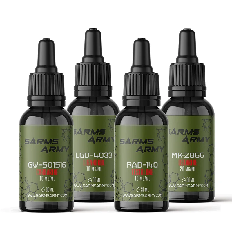 Legendary Stack with MK-2866, LGD-4033, RAD-140 and GW-501516 bottles by SARMs Army