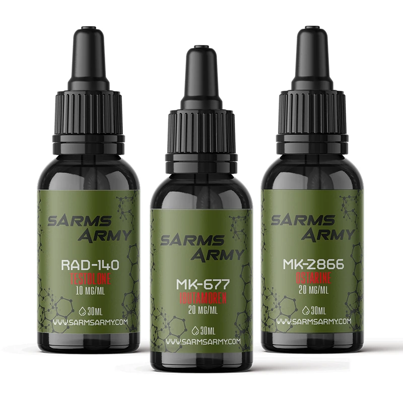 SARM Muscle Stack with RAD-140, MK-677 and MK-2866 bottles by SARMs Army